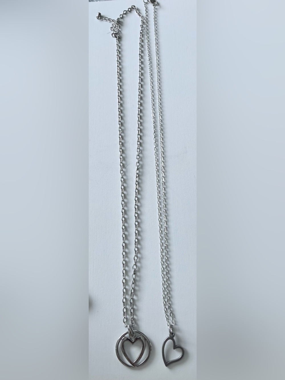 Heart Pendant Necklace Set- Silver